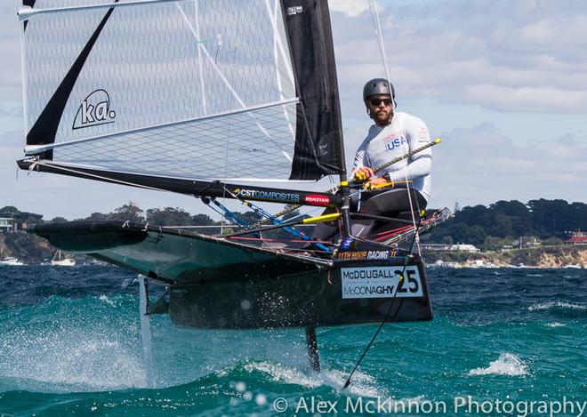 USA4135 - Andrew Campbell on the way to the start of the last race of the series. He finished in 36th place. - 2015 Moth World Championships ©  Alex McKinnon Photography http://www.alexmckinnonphotography.com