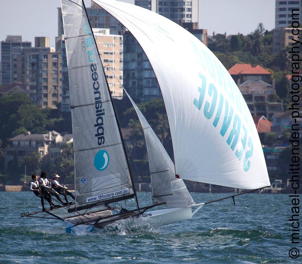 10919431 1592959590937103 8254201745810754443 o - 18ft Skiffs NSW Championships January 18, 2015 photo copyright Michael Chittenden  taken at  and featuring the  class