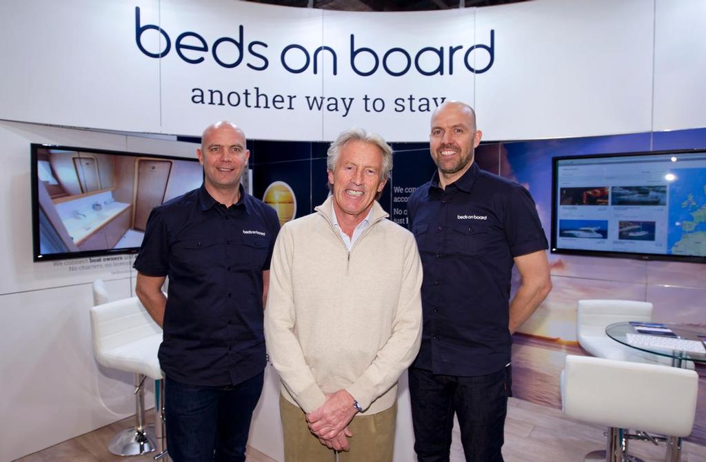 Beds on Board founders Jason Ludlow, Sir Peter Ogden and Tim Ludlow at the CWM FX London Boat Show 2015. © Beds on Board