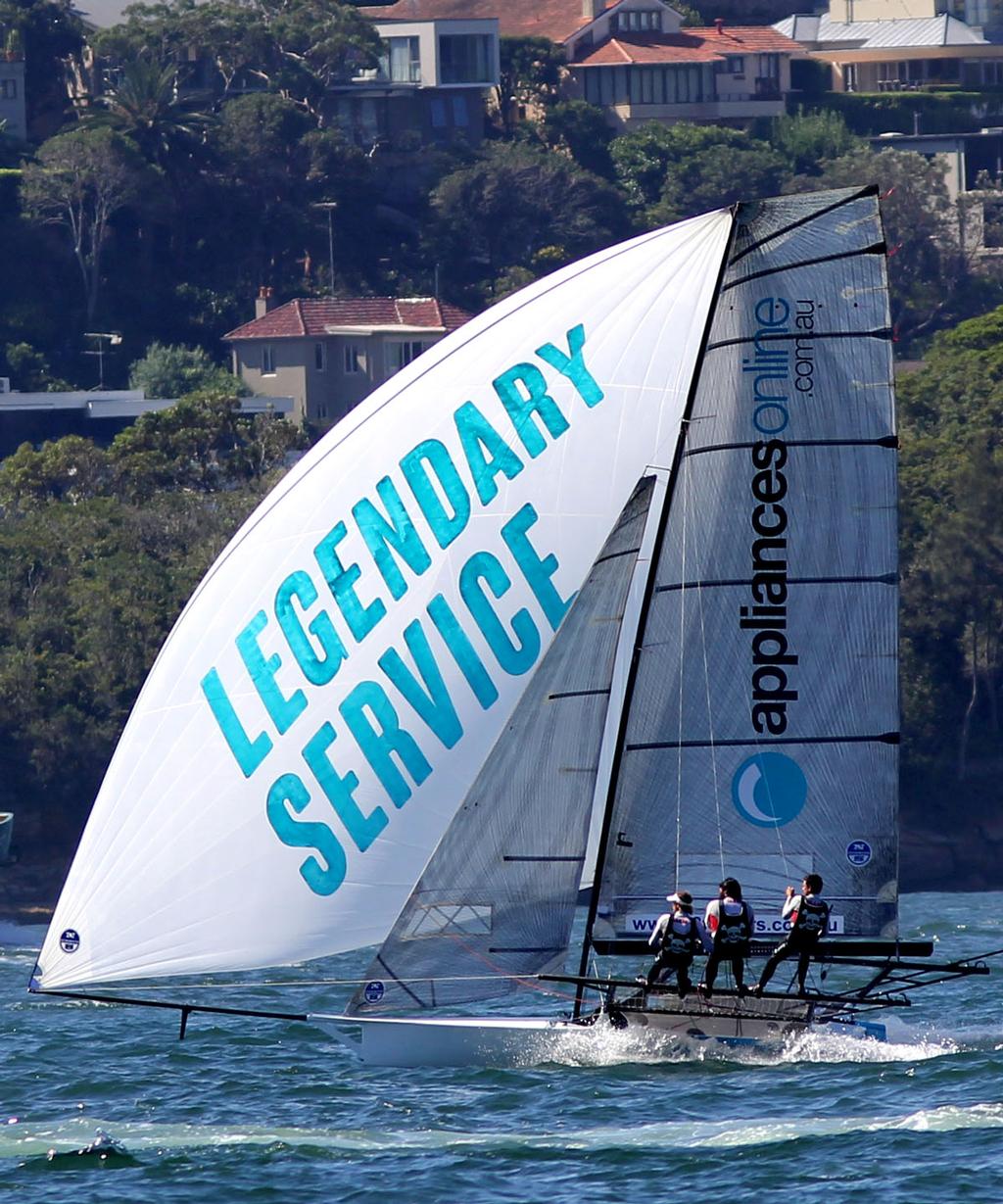 New appliancesonline shows early form - 18ft Skiffs NSW Championship 2015, Race 2 photo copyright Frank Quealey /Australian 18 Footers League http://www.18footers.com.au taken at  and featuring the  class