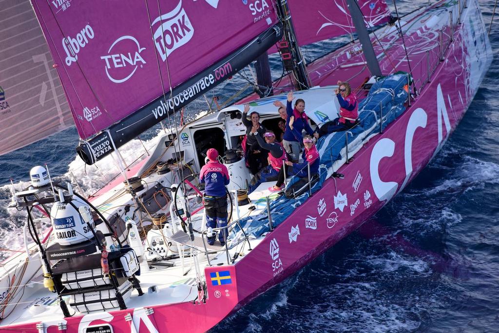 January 27, 2015. Team SCA 45 miles offshore approaching Sanya. © Rick Tomlinson / Team SCA