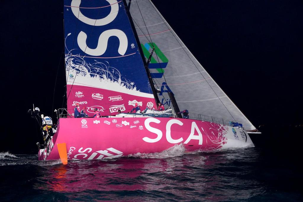 January 27, 2015. Team SCA 45 arrives in Sanya in sixth place after 23 days of sailing. © Rick Tomlinson / Team SCA