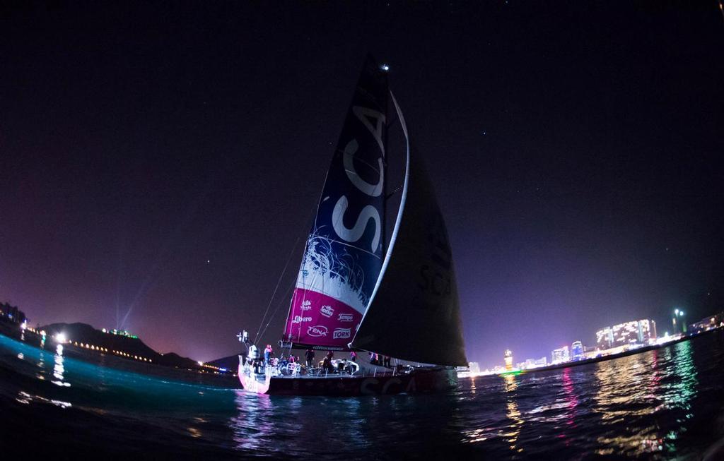 January 27, 2015. Team SCA 45 arrives in Sanya in sixth place after 23 days of sailing. © Volvo Ocean Race http://www.volvooceanrace.com