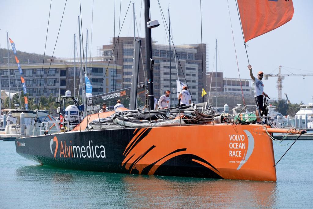 January 27, 2015. Team Alvimedica arrives in Sanya in third position, after 23 days of sailing. © Rick Tomlinson/Volvo Ocean Race http://www.volvooceanrace.com
