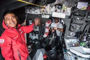 Leg 3, Day 6 - Black onboard  Described as the Don of Dongfeng by Sam Greenfield, Black is creating an impact onboard  - Dongfeng Race Team - Leg three, Volvo Ocean Race 2014-15. photo copyright  Sam Greenfield / Volvo Ocean Race taken at  and featuring the  class