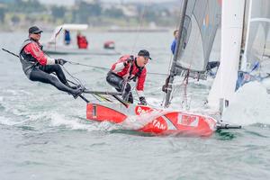  2015 International 14 Worlds in Geelong, Australia – Friday, 09 January 2015, Race two Images by Photographer Christophe Favreau. photo copyright Christophe Favreau http://christophefavreau.photoshelter.com/ taken at  and featuring the  class