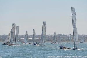  International 14 World Championship 2015, Geelong, Australia – Race four, Monday, Jan 12, 2015 images by Photographer Christophe Favreau. photo copyright Christophe Favreau http://christophefavreau.photoshelter.com/ taken at  and featuring the  class