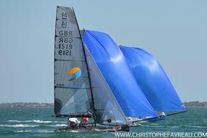  International 14 World Championship 2015, Geelong, Australia – Race four, Monday, Jan 12, 2015 images by Photographer Christophe Favreau. photo copyright Christophe Favreau http://christophefavreau.photoshelter.com/ taken at  and featuring the  class