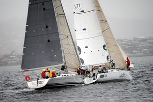  The Protagonist and Whistler (to windward) collided at the start of the Betsey Island Race. photo copyright Peter Campbell taken at  and featuring the  class