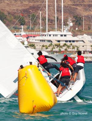 Crossing the finish line, sideways. Royal Langkawi International Regatta 2015 photo copyright Guy Nowell http://www.guynowell.com taken at  and featuring the  class