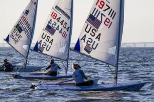 Reineke (middle) and Railey (right), Laser Radial. photo copyright Will Ricketson / US Sailing Team http://home.ussailing.org/ taken at  and featuring the  class