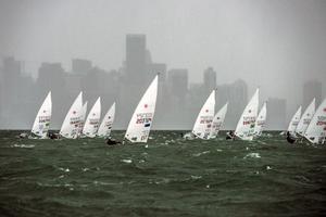 A powerful rainstorm bears down on the fleet  - Day 1 of racing at ISAF Sailing World Cup Miami 2015 photo copyright Will Ricketson / US Sailing Team http://home.ussailing.org/ taken at  and featuring the  class