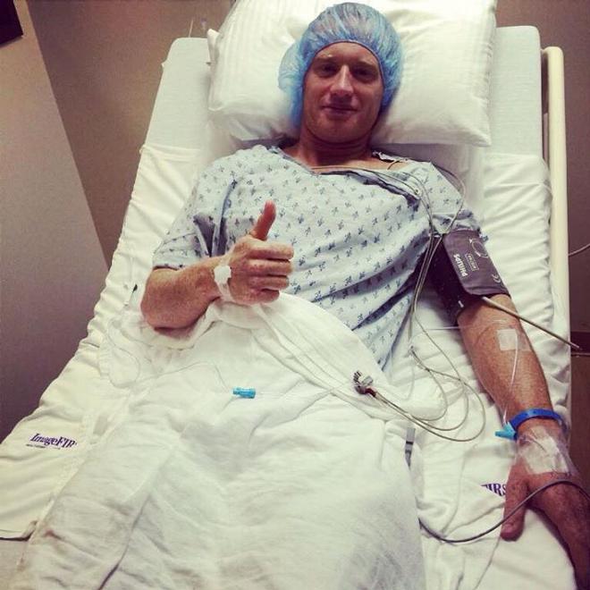Jimmy Spithill as you have never seen him before - recovering after elbow surgery © James Spithill