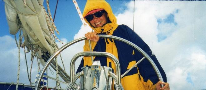 Julie at the helm - Ocean Cruising Adventures Series © Bluewater Cruising Association