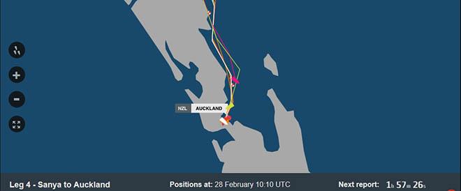 Leg 4 - Sanya to Auckland,  Positions at: 28 February 10:10 UTC © Volvo Ocean Race http://www.volvooceanrace.com