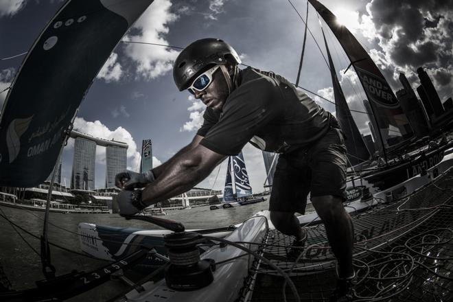 The Extreme Sailing Series 2015, Act 1, Singapore <br />Oman Air - Ali Al Balushi<br />Credit Lloyd Images © Lloyd Images