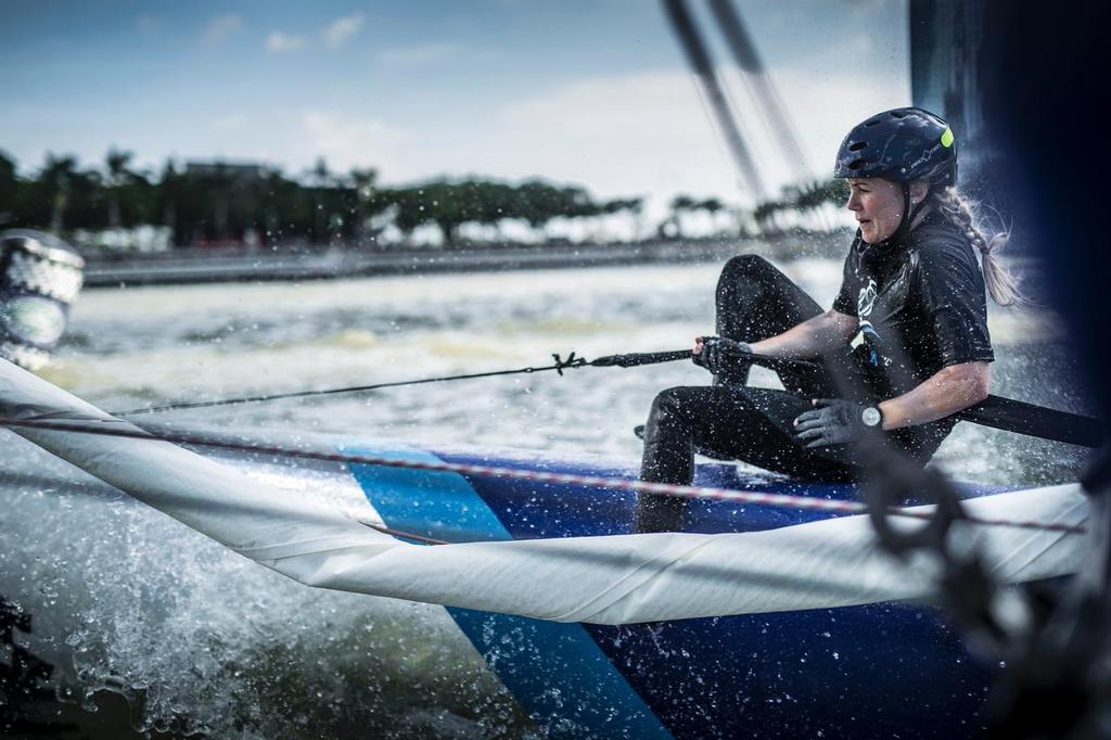 The Extreme Sailing Series 2015, Act 1, Singapore <br />
The Wave, Muscat - Sarah Ayton<br />
 © Lloyd Images/Extreme Sailing Series