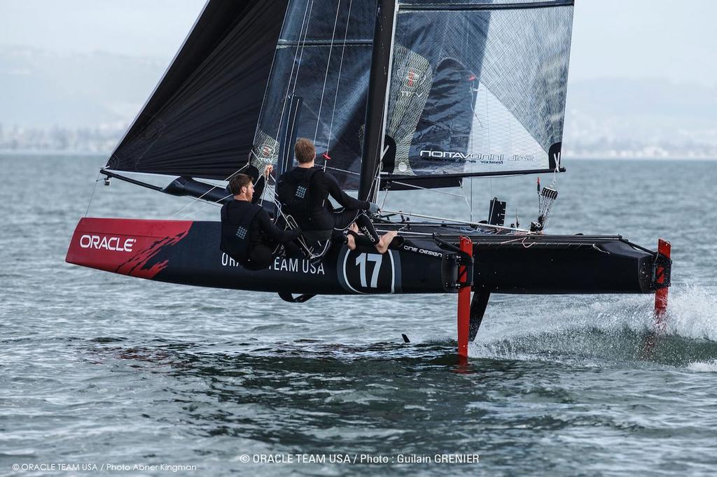 Oracle Team USA, San Francisco Bay, Practice Sailing, Flying Phantom One Design, Rome Kirby, Sam Newton photo copyright Oracle Team USA media taken at  and featuring the  class