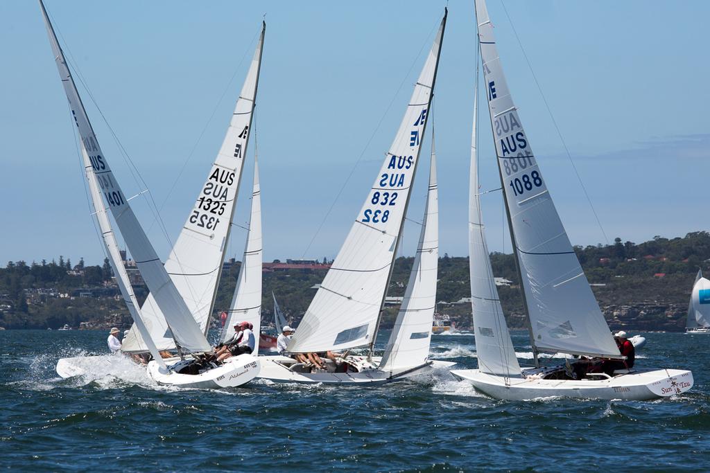 Cross tacks heading upwind. Exciting stuff with the Etchells. - 2015 Etchells NSW State Championship © Kylie Wilson Positive Image - copyright http://www.positiveimage.com.au/etchells