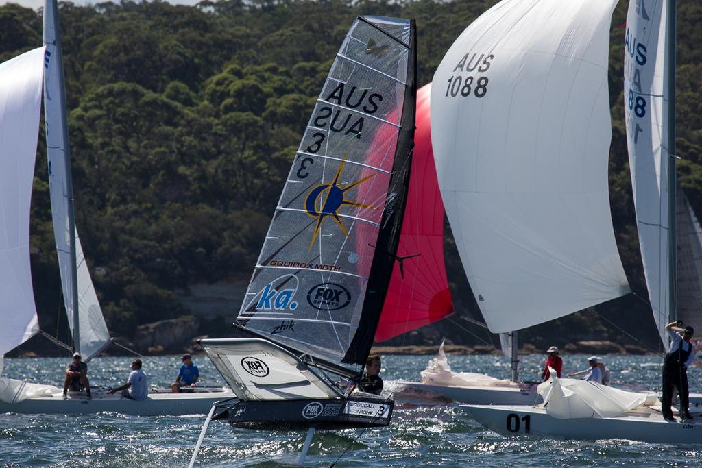 Josh McKnight whizzes his foiling Moth through the Etchells. - 2015 Etchells NSW State Championship photo copyright Kylie Wilson Positive Image - copyright http://www.positiveimage.com.au/etchells taken at  and featuring the  class