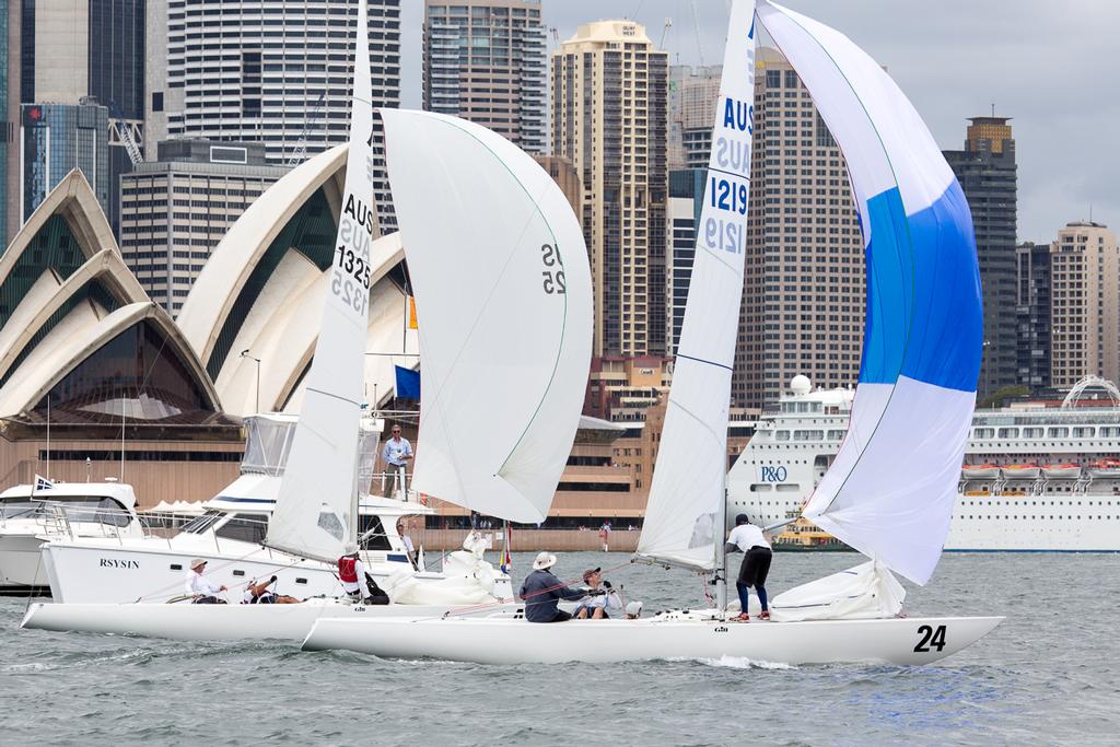 Carabella IV gets up to win (just) from Iris III in race One. - 2015 Etchells NSW State Championship © Kylie Wilson Positive Image - copyright http://www.positiveimage.com.au/etchells