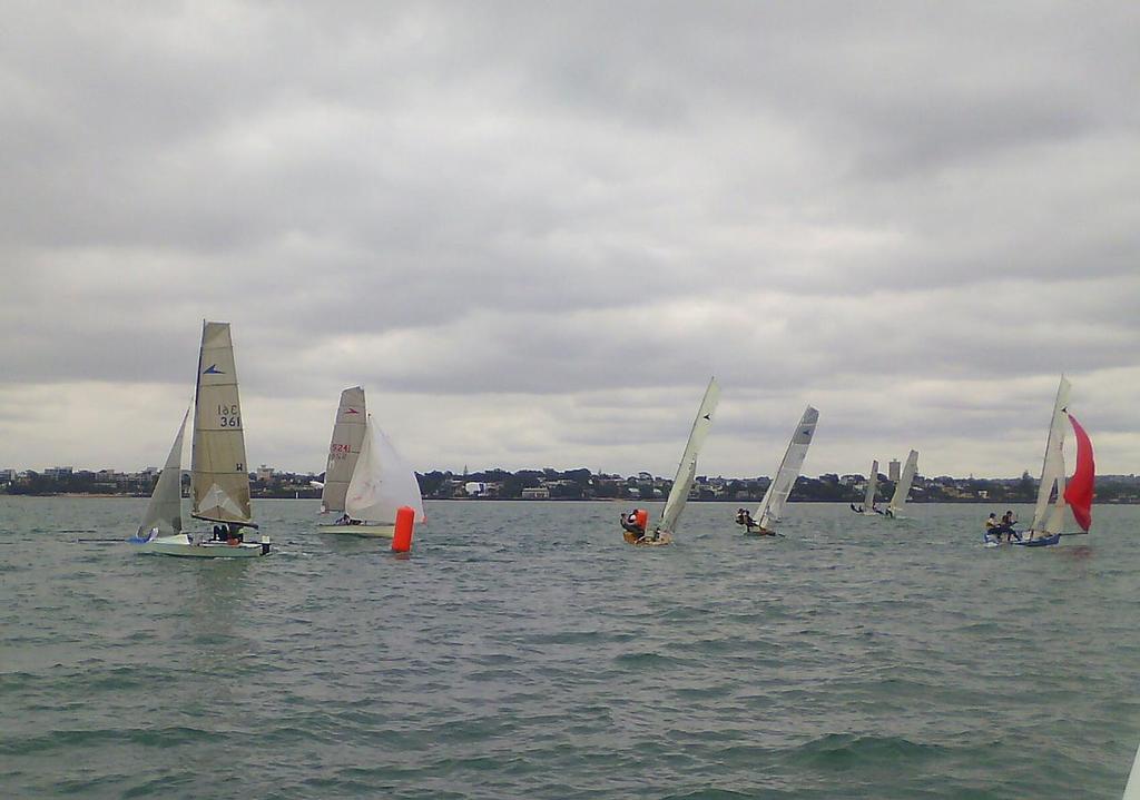 Close racing in the Javelin Class photo copyright Takapuna Boating Club taken at  and featuring the  class