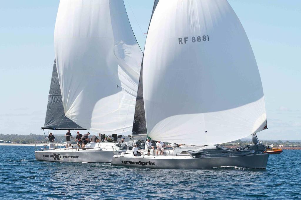 An audacious passing move by Grand Prix did not change the overall result.  The Next Factor won the race and with it, the regatta. photo copyright Bernie Kaaks taken at  and featuring the  class