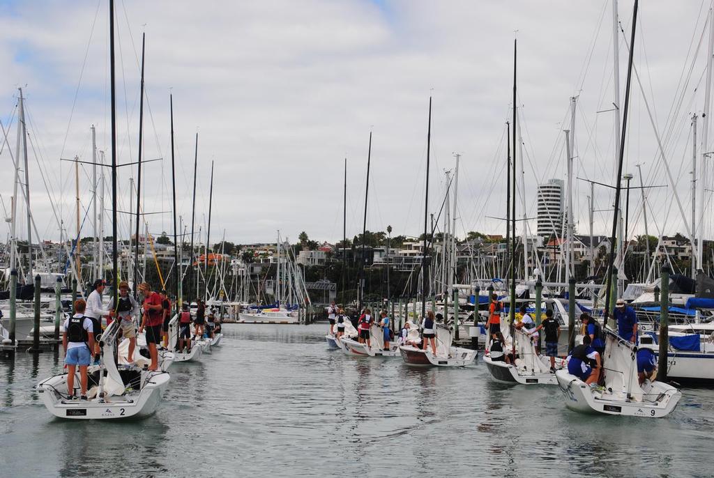 Harken Schools 2015 leaving dock on Day 1 photo copyright RNZYS Media taken at  and featuring the  class