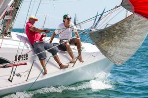 Archimedes - Dump the brace and the halyard and you should get the kite down the for’ard hatch. Easier to go back upwind that way… - 2014-15 Club Marine Series photo copyright  Alex McKinnon Photography http://www.alexmckinnonphotography.com taken at  and featuring the  class