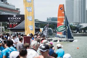 : Land Rover Extreme 40 racing at Act 1 in Singapore - Extreme Sailing Series 2015 photo copyright Lloyd Images taken at  and featuring the  class