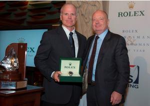 From left, Rolex Yachtsman of the Year Terry Hutchinson with President & CEO of Rolex Watch U.S.A. Stewart Wicht - US Sailing photo copyright  Rolex/Daniel Forster http://www.regattanews.com taken at  and featuring the  class