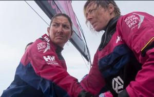 Team SCA - Dee Caffari and Abby Ehler grinding during one of the squals - Leg 4 to Auckland -  Volvo Ocean Race 2015 photo copyright Anna-Lena Elled/Team SCA taken at  and featuring the  class