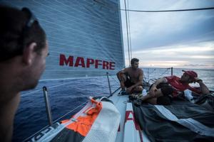 MAPFRE - Everyone sits on the bow when there is no wind - Volvo Ocean Race 2014-15 photo copyright Francisco Vignale/Mapfre/Volvo Ocean Race taken at  and featuring the  class