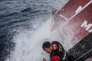 MAPFRE - Rafael Trujillo being smashed by a wave during the peeling of a new sail - Leg 4 to Auckland -  Volvo Ocean Race 2015 photo copyright Francisco Vignale/Mapfre/Volvo Ocean Race taken at  and featuring the  class