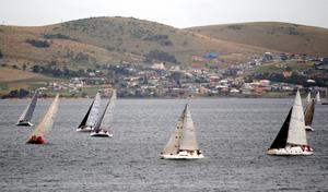 Performance Cruising fleet beating to windward across the River Derwent this evening,  Photo Peter Campbell - Crown Series - opening twilight race on River Derwent photo copyright Peter Campbell taken at  and featuring the  class