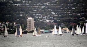Performance cruising yachts racing towards the Sandy Bay leeward mark in this evening's twilight opener for the Crown Series, Photo Peter Campbell - Crown Series - opening twilight race on River Derwent photo copyright Peter Campbell taken at  and featuring the  class