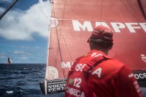 Team MAPFRE - Andre Fonseca watching Dongfeng while MAPFRE make an overtake - Volvo Ocean Race 2014-15 photo copyright Francisco Vignale/Mapfre/Volvo Ocean Race taken at  and featuring the  class
