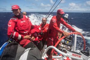 Team MAPFRE - The watch team at the stern - Volvo Ocean Race 2014-15 photo copyright Francisco Vignale/Mapfre/Volvo Ocean Race taken at  and featuring the  class
