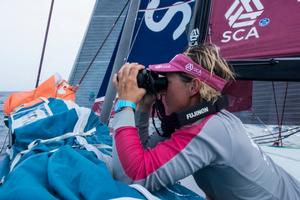 Team SCA - Abby Ehler searching for Brunel who turned up on our AIS today - Leg 4 to Auckland -  Volvo Ocean Race 2015 photo copyright Anna-Lena Elled/Team SCA taken at  and featuring the  class