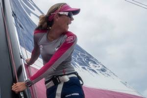 Team SCA - Carolijn Brouwer can see wind,marking the end of the doldrums - Volvo Ocean Race 2014-15 photo copyright Anna-Lena Elled/Team SCA taken at  and featuring the  class