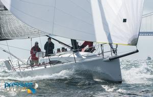 The bigger end of Sportboats, the J-111 Swiftness tests the boat dodging ability of photog as they make the best of the superb conditions - 2015 CYC MidWinters February photo copyright Pressure Drop . US taken at  and featuring the  class