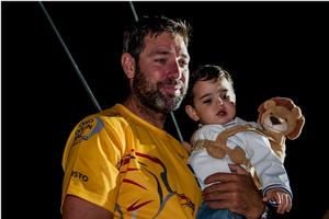 Abu Dhabi&rsquo;s Simon Fisher - VOR Leg 4 finish - Volvo Ocean Race 2014-2015 photo copyright Xaume Olleros/Volvo Ocean Race http://www.volcooceanrace.com taken at  and featuring the  class