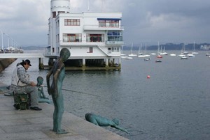 Santander Yacht Club with Statues Boys diving for coins photo copyright Ian & Andrea Treleaven taken at  and featuring the  class