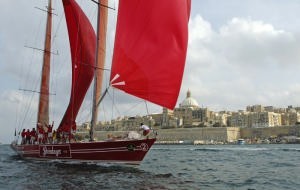 Steinlager Mediterranean Bank Thuraya, second real time arrives to Valletta in the 2005 Rolex Middle Sea Race. photo copyright  Rolex/ Kurt Arrigo http://www.regattanews.com taken at  and featuring the  class