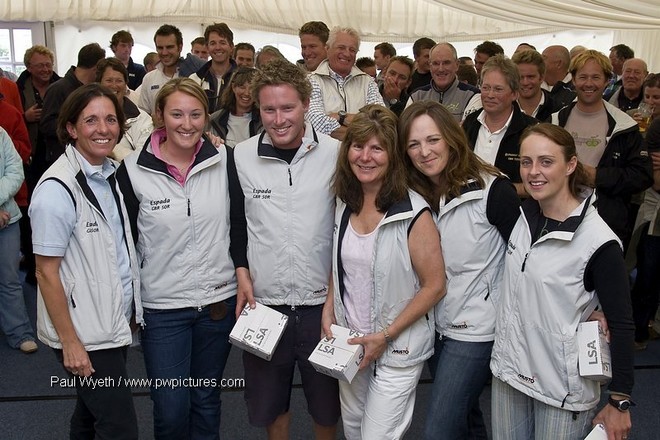 Louis Morton and the crew of Espada at the Prizegiving after the finals day of the Coutts Quarter Ton Cup, Cowes, Isle of Wight © Paul Wyeth / www.pwpictures.com http://www.pwpictures.com