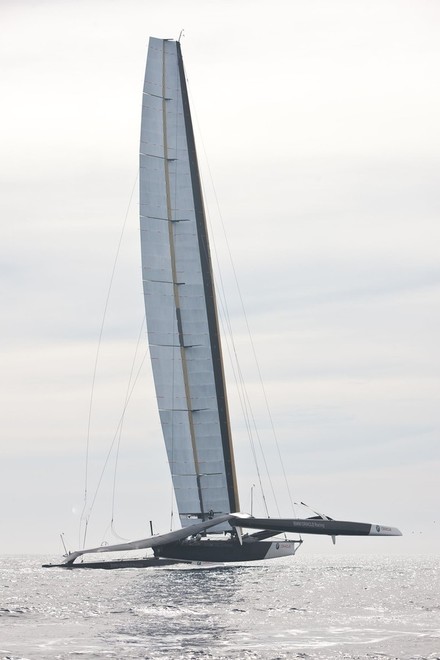 BOR90 trialling her new wingmast off San Diego © BMW Oracle Racing Photo Gilles Martin-Raget http://www.bmworacleracing.com