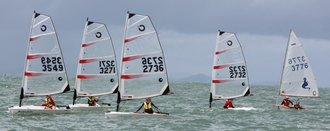 New to NQ the Bic class was well represented with sailors from Tinaroo and Townsville, shot shows 4 Bics and one Sabot. - Zhik Mission Beach Regatta © Tom Orr
