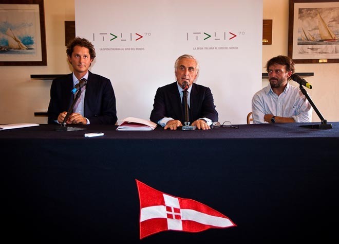 Press conference allo Yacht Club italiano. Jonh Elkann, Carlo Croce, Giovanni Soldini.<br />
 © Carlo Borlenghi http://www.carloborlenghi.com
