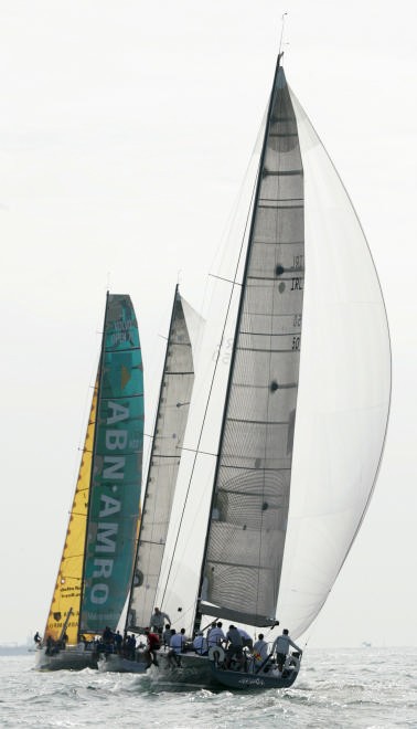 ABN AMRO pulls away from Charles Dunstone’s RED and Bear of Britain at the start of the New York Yacht Club Challenge Trophy today at Skandia Cowes Week.<br />
 © onEdition http://www.onEdition.com