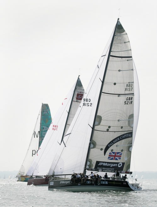 ABN AMRO pulls away from Charles Dunstone’s RED and Bear of Britain at the start of the New Yourk Yacht Club Challenge Trophy today at Skandia Cowes Week.<br />
 © onEdition http://www.onEdition.com